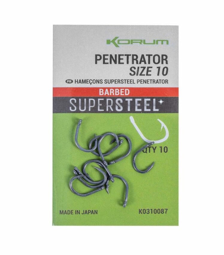 Korum Háčky Supersteel Penetrator Hooks Barbed 10ks - vel. 10
