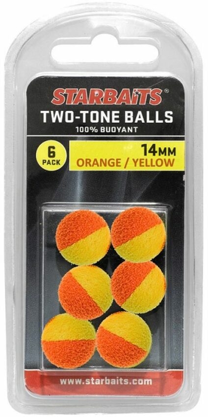 Starbaits Pěnová Nástraha Two Tones Balls 14mm 6ks - oranžová/žlutá