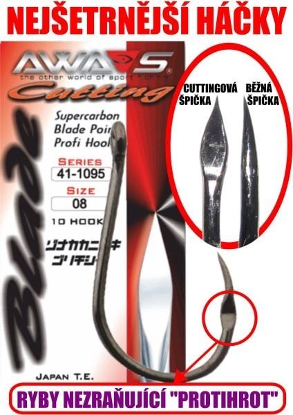 Awa-S Háčky Cutting Blade 1095 (bezprotihrotu) Black Nickel 10ks - vel.1